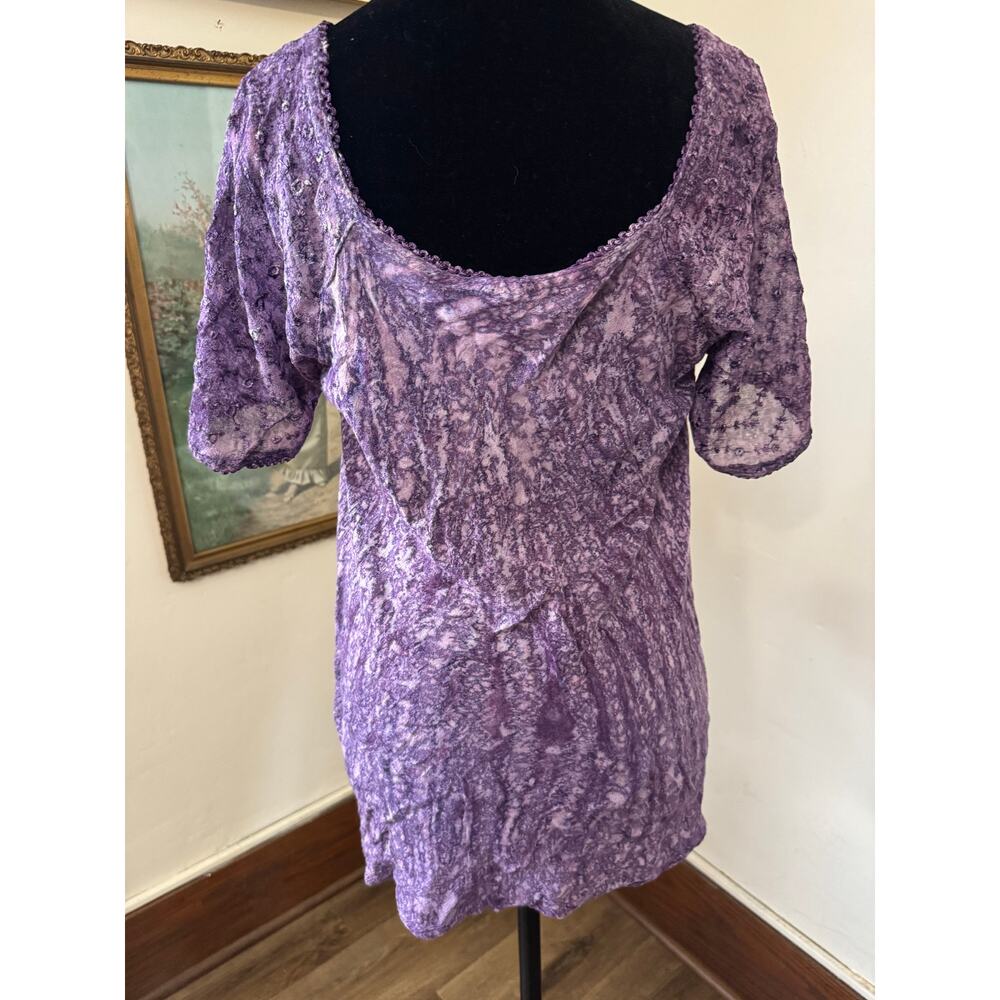 Advance Apparels Purple Boho Crinkle Tunic Top Free Size Est S-M Y2K - Picture 2 of 11